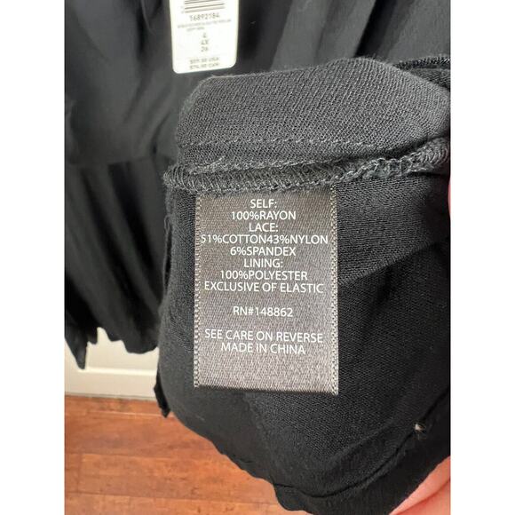 Torrid NWT Black Crochet Sleeve Sweetheart Neck Rayon Peplum Smocked Blouse 4X - Picture 8 of 11